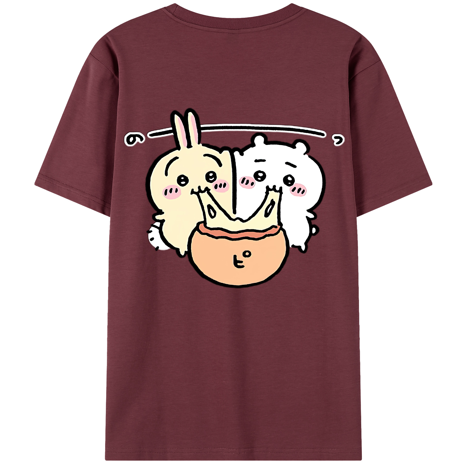 （画像用） ちいかわ うさぎ Chii-kawa usagi 綿100％半袖Tシャツ（背面プリント）